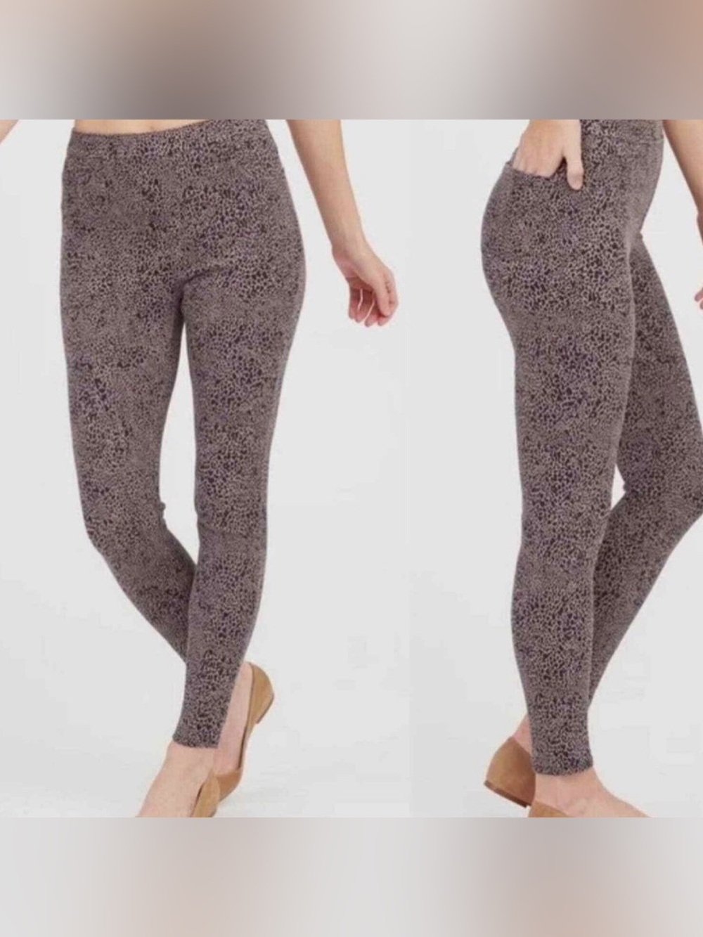 SPANX Taupe Printed Skinny Leggings